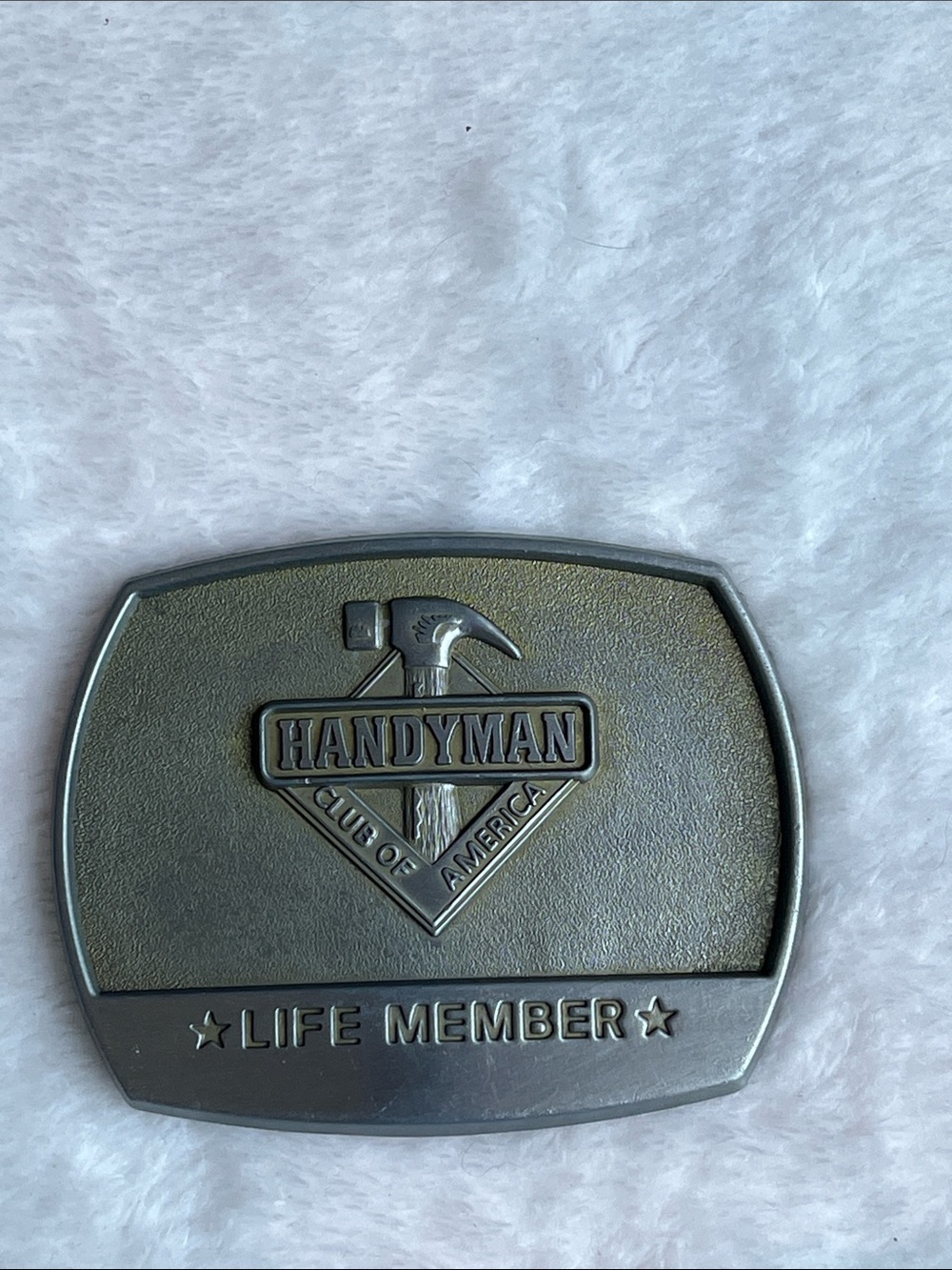 Vintage Life Member Metal Belt Buckle - Silver